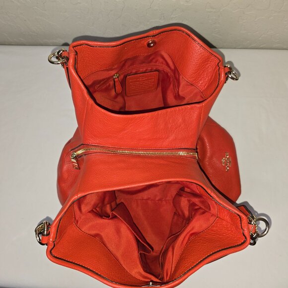 Coach Madison Phoebe Tomato Red Pebbled Leather 3 Compartment Hobo Bag F35723 - Picture 9 of 15